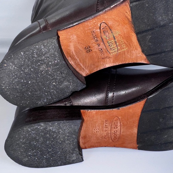 Vero Cuoio Italy Leather Riding Boots Tall Knee High Classic Style Brown Size 36 - Picture 5 of 5